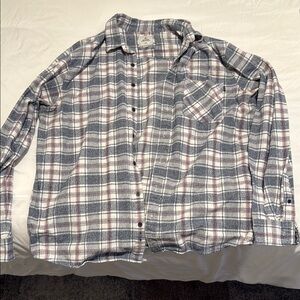 Rip Curl Men's Plaid Shirt - Gray and Red